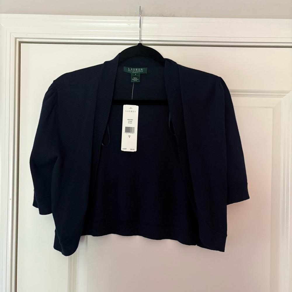 Lauren Ralph Lauren Women’s Cropped Short Sleeve Cardigan - Picture 11 of 11